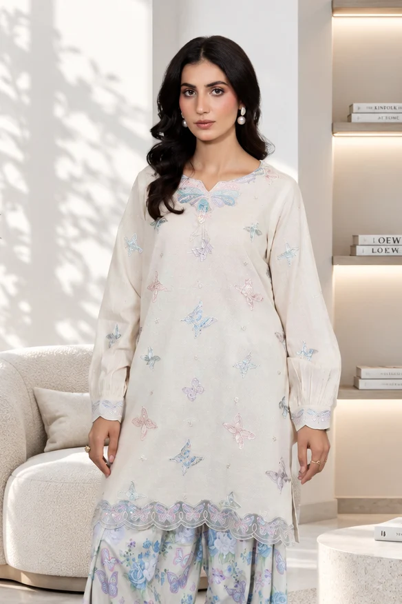 D4-_1 Pearl Embroidered Khaddar Set
