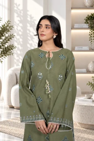 D6-_2 Evergreen Embroidered Khaddar Set