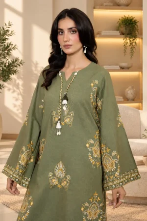 Olivine Embroidered Khaddar Set
