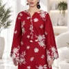 D7-_1 Crimson Embroidered Khaddar Set by LARISHE