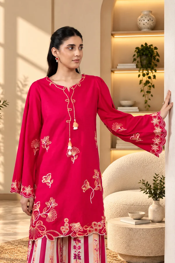 Bellina Embroidered Khaddar Set