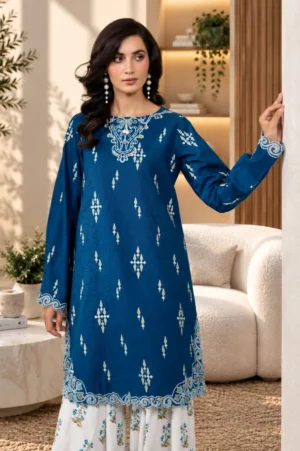 D9-_1 Azure Embroidered Khaddar Set