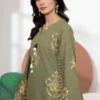 yygygyygreen Olivine Embroidered Khaddar Set