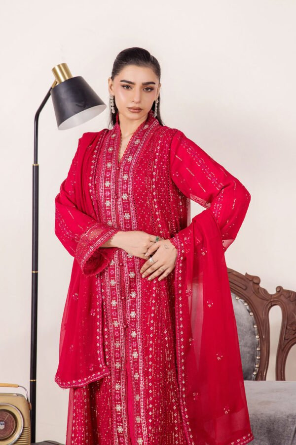 3 PIECE - EMBROIDERED CHIFFON - D09