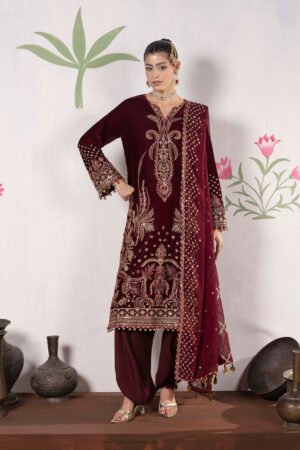 3 PIECE - EMBROIDERED LUXURY VELVET - D14