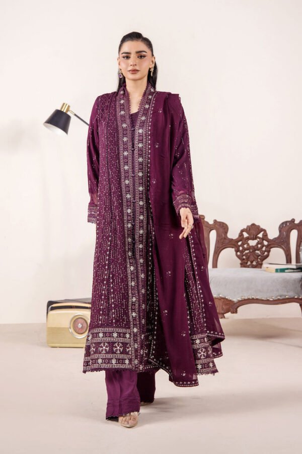 3 PIECE - EMBROIDERED CHIFFON - D07